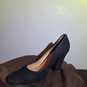 Arezzo Classic Black Suede Block-Heel Pumps - Women Brazilian Heels